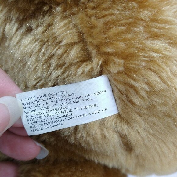 Funny Kids Teddy Bear Plush Stuffed Animal Toy Brown Red Heart Bow 16" FLAW - Picture 5 of 6